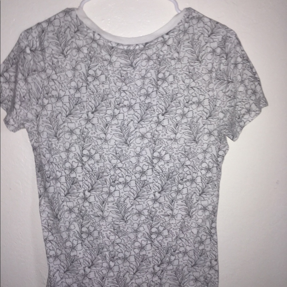 black and white floral t-shirt